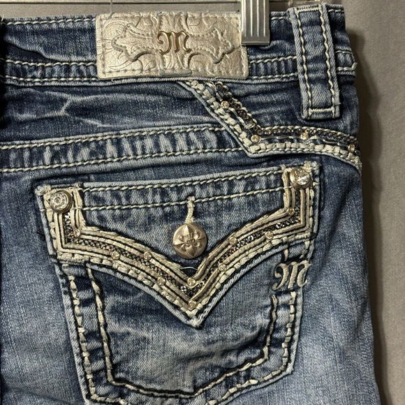 Miss Me Denim - Miss Me Chloe Boot Jeans Women 30 Mid Rise Embellished 30x30 Distressed Bling